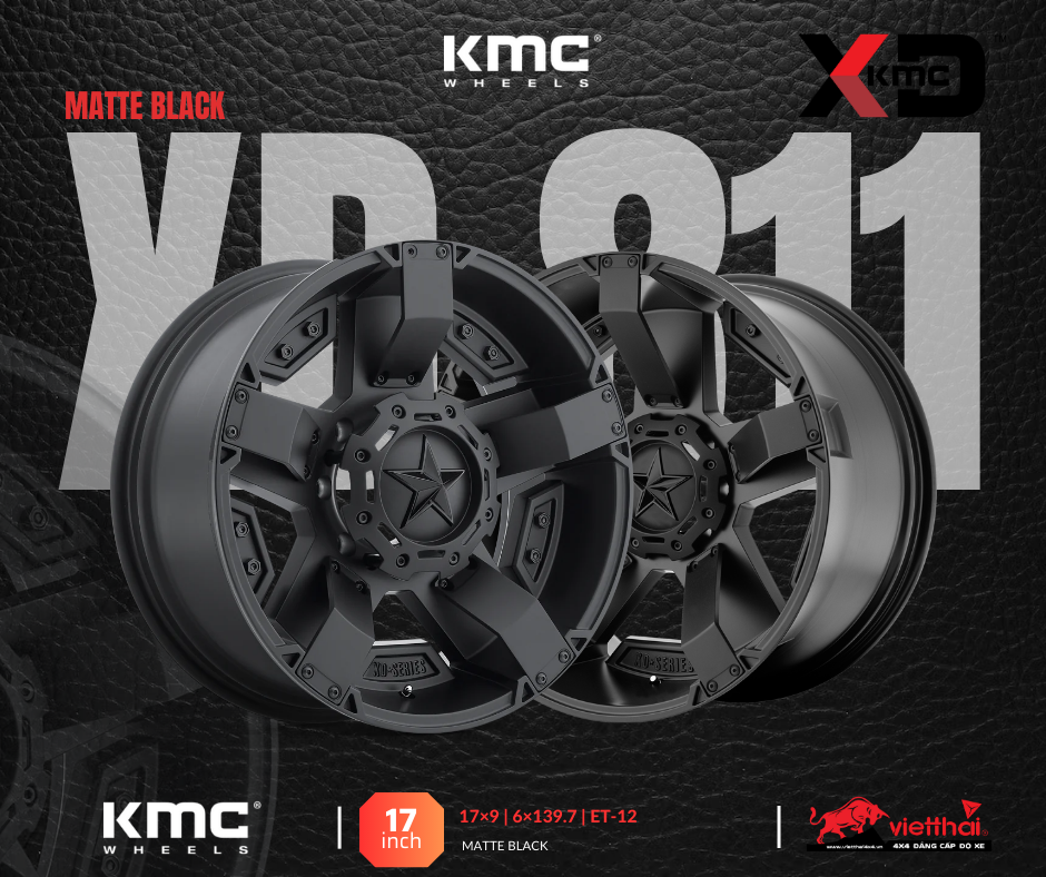 Mâm XD 811 Rockstar II 17×9 | 6×139.7 | ET-12 (Màu Đen mờ)