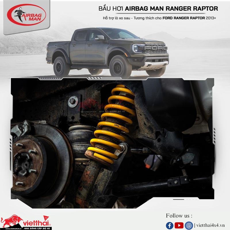 BẦU HƠI CHO FORD RANGER RAPTOR NEXT-GEN 2023+ THƯƠNG HIỆU  AIRBAG MAN