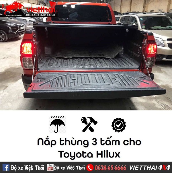Nắp thùng 3 tấm cho xe bán tải Toyota Hilux
