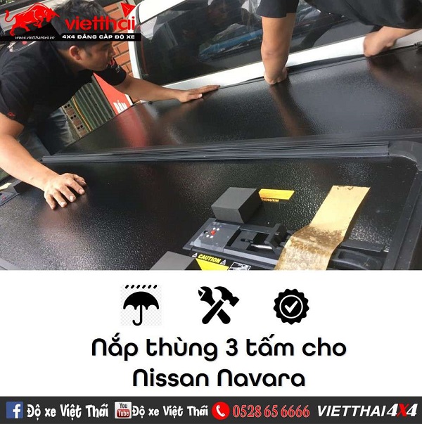 Nắp thùng 3 tấm cho xe bán tải Nissan Navara