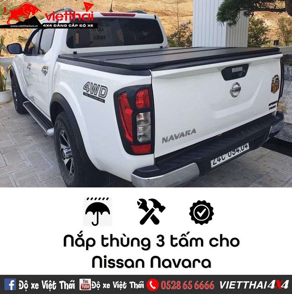 Nắp thùng 3 tấm cho xe bán tải Nissan Navara