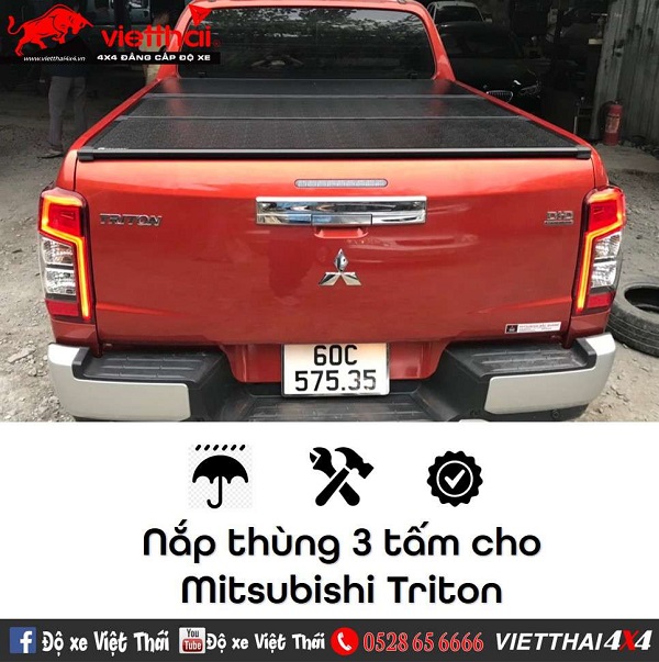 Nắp thùng 3 tấm cho xe bán tải Mitsubishi Triton