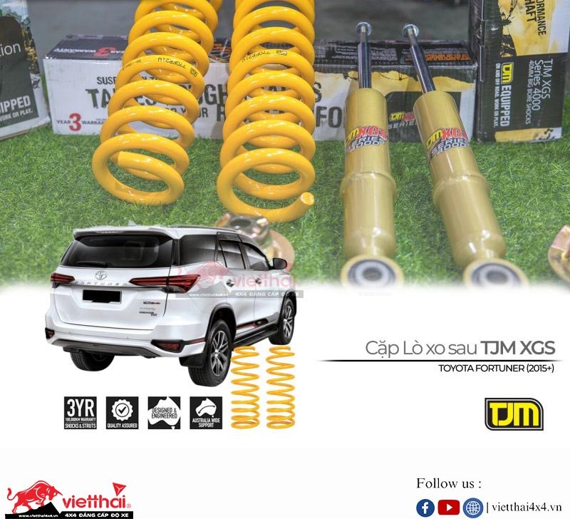 CẶP LÒ XO SAU TJM CHO TOYOTA FORTUNER (2015+) | DÀNH CHO XE TẢI TRỌNG NHẸ 50KG